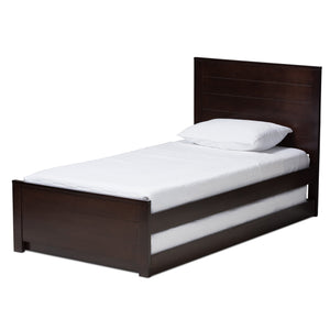 Baxton Studio Catalina Modern Classic Mission Style Dark Brown-Finished Wood Twin Platform Bed with Trundle