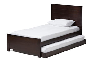 Baxton Studio Catalina Modern Classic Mission Style Dark Brown-Finished Wood Twin Platform Bed with Trundle