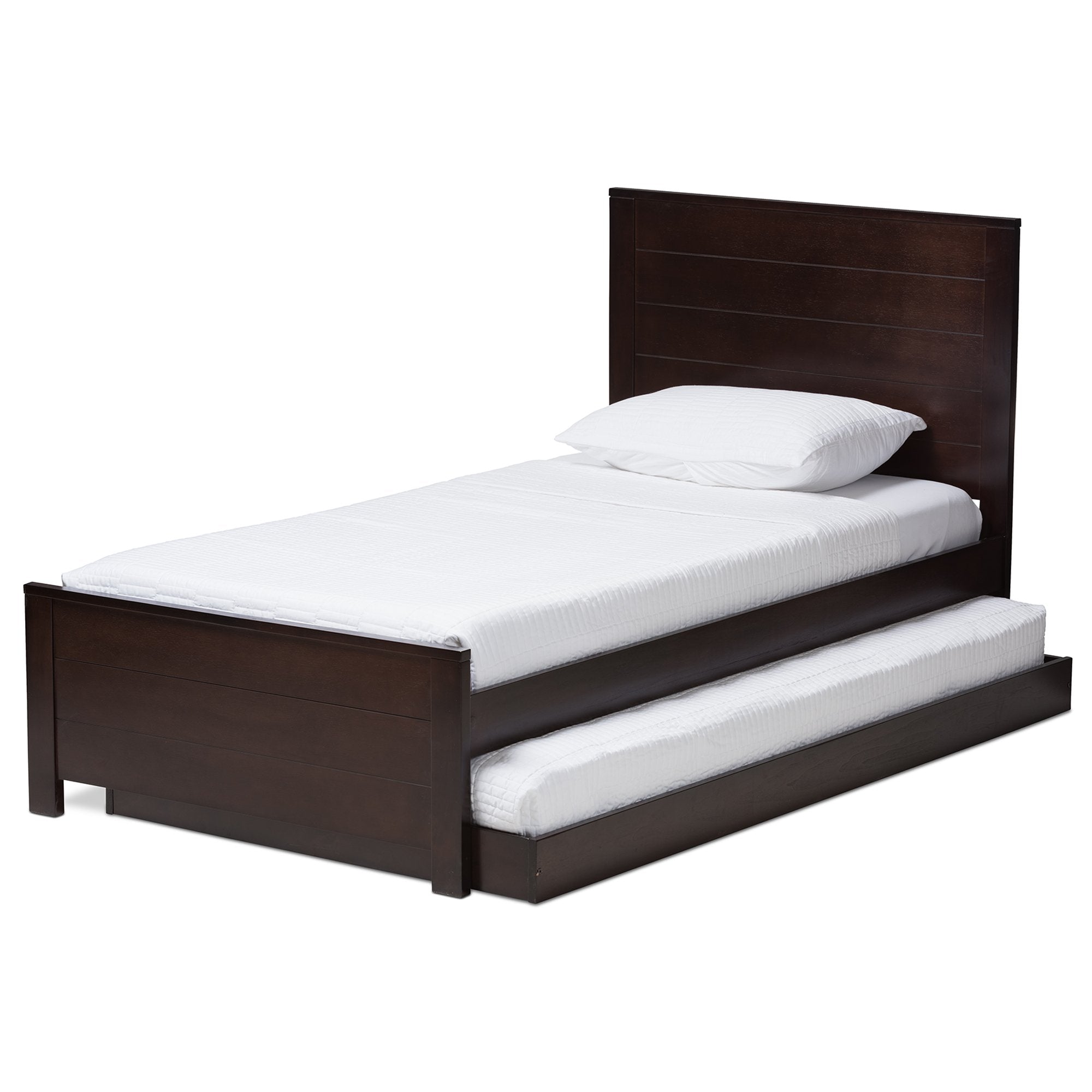 Baxton Studio Catalina Modern Classic Mission Style Dark Brown-Finished Wood Twin Platform Bed with Trundle