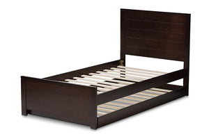 Baxton Studio Catalina Modern Classic Mission Style Dark Brown-Finished Wood Twin Platform Bed with Trundle