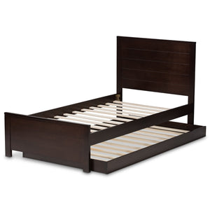 Baxton Studio Catalina Modern Classic Mission Style Dark Brown-Finished Wood Twin Platform Bed with Trundle