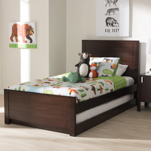 Baxton Studio Catalina Modern Classic Mission Style Dark Brown-Finished Wood Twin Platform Bed with Trundle