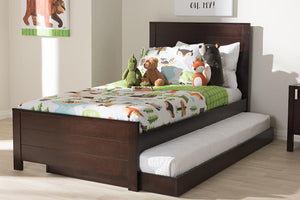 Baxton Studio Catalina Modern Classic Mission Style Dark Brown-Finished Wood Twin Platform Bed with Trundle