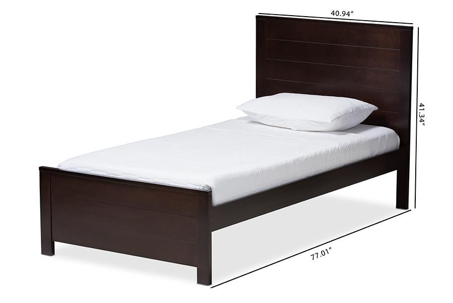 Baxton Studio Catalina Modern Classic Mission Style Dark Brown-Finished Wood Twin Platform Bed