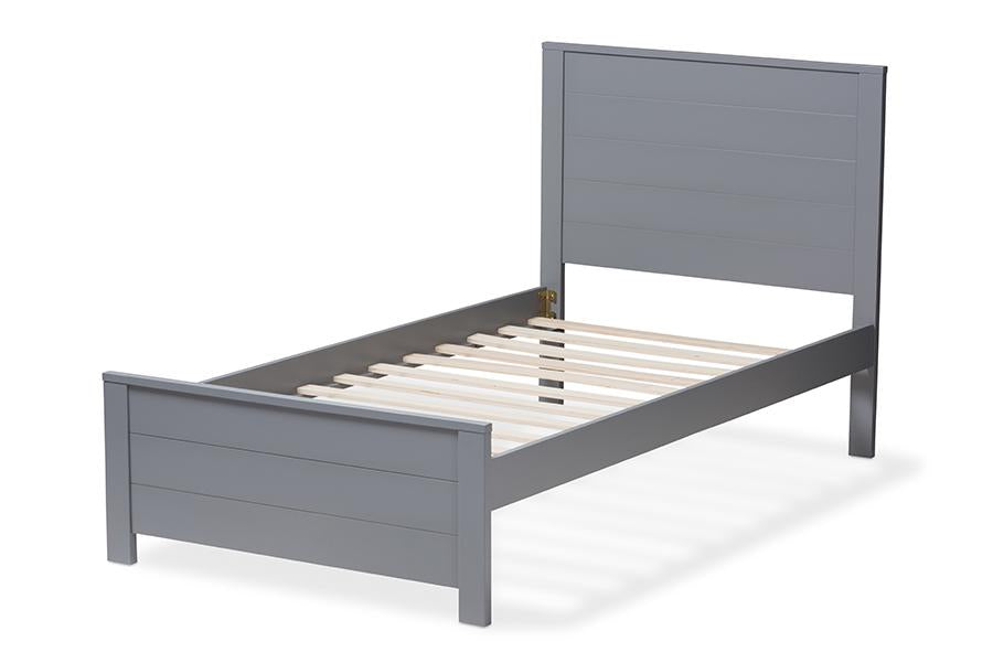 Baxton Studio Catalina Modern Classic Mission Style Grey-Finished Wood Twin Platform Bed