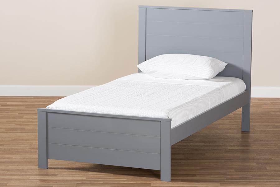 Baxton Studio Catalina Modern Classic Mission Style Grey-Finished Wood Twin Platform Bed