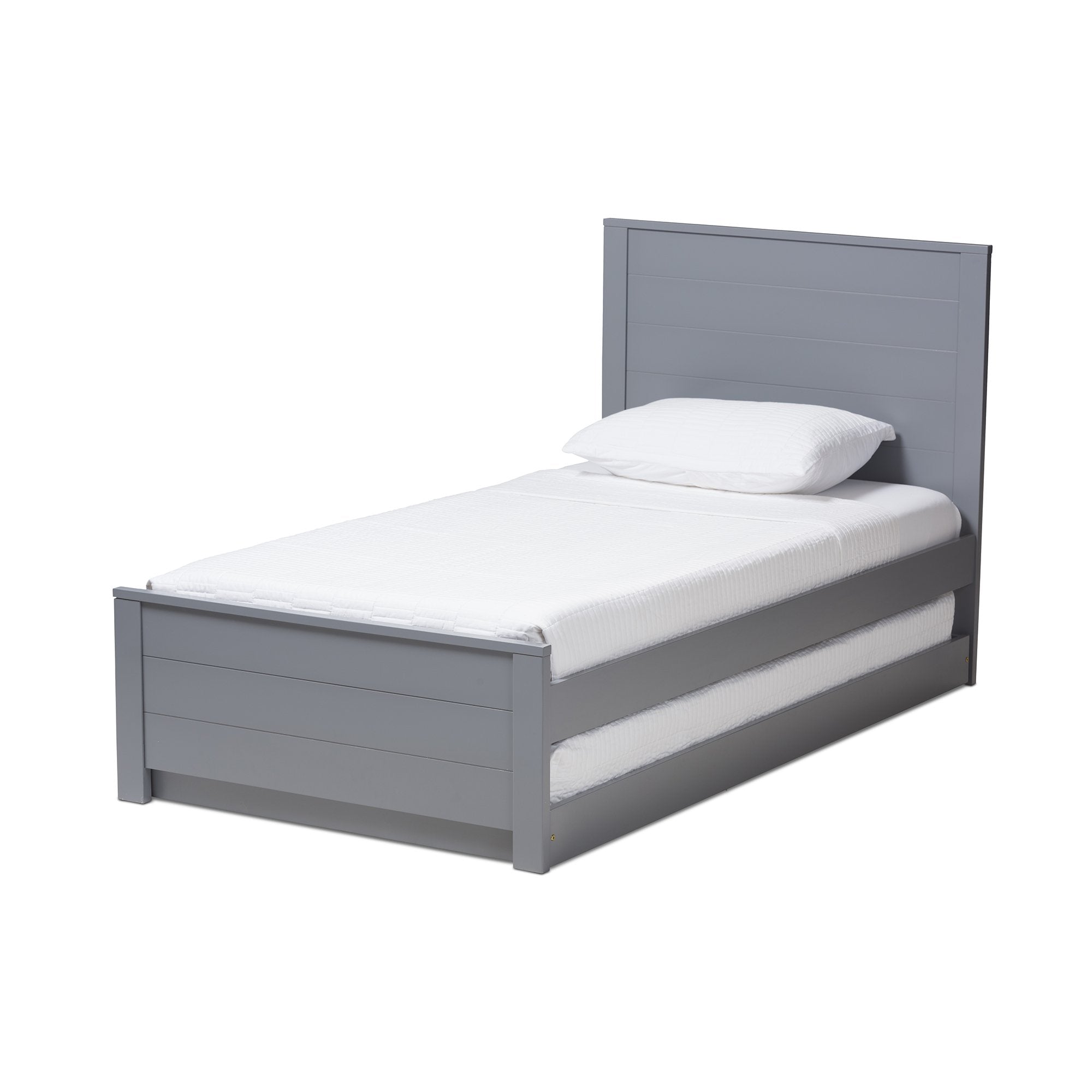 Baxton Studio Catalina Modern Classic Mission Style Grey-Finished Wood Twin Platform Bed with Trundle