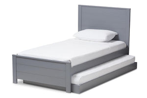 Baxton Studio Catalina Modern Classic Mission Style Grey-Finished Wood Twin Platform Bed with Trundle