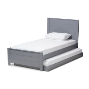 Baxton Studio Catalina Modern Classic Mission Style Grey-Finished Wood Twin Platform Bed with Trundle