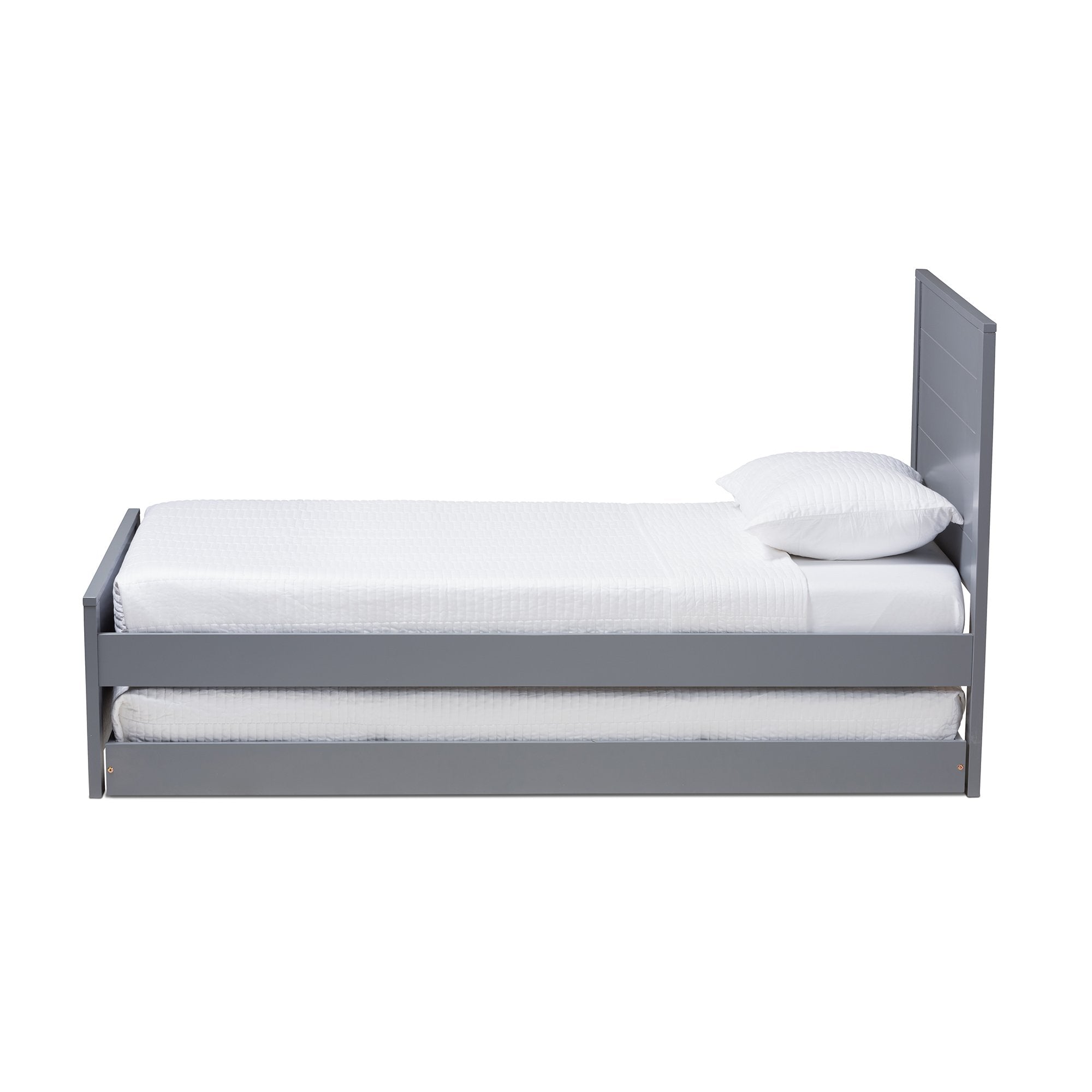 Baxton Studio Catalina Modern Classic Mission Style Grey-Finished Wood Twin Platform Bed with Trundle