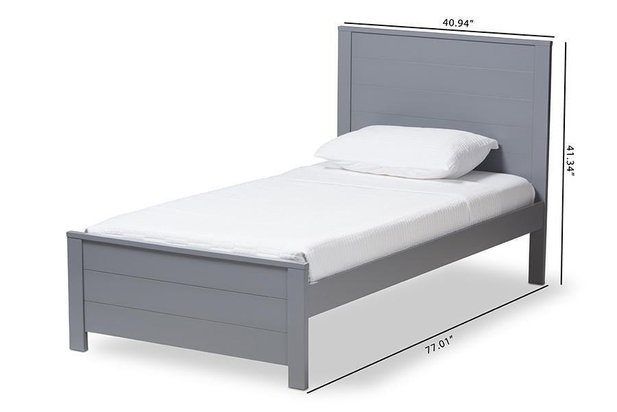 Baxton Studio Catalina Modern Classic Mission Style Grey-Finished Wood Twin Platform Bed