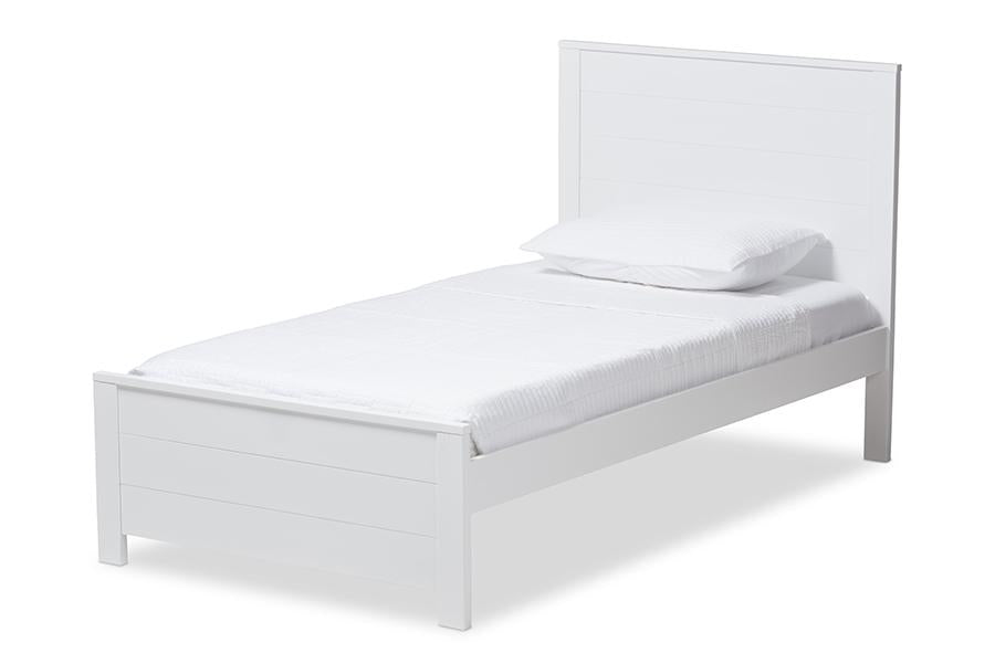 Baxton Studio Catalina Modern Classic Mission Style White-Finished Wood Twin Platform Bed