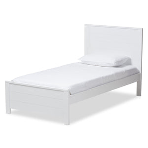 Baxton Studio Catalina Modern Classic Mission Style White-Finished Wood Twin Platform Bed