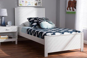 Baxton Studio Catalina Modern Classic Mission Style White-Finished Wood Twin Platform Bed