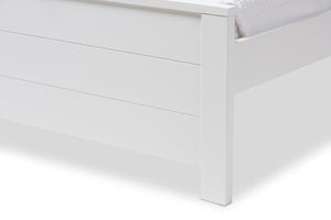 Baxton Studio Catalina Modern Classic Mission Style White-Finished Wood Twin Platform Bed with Trundle