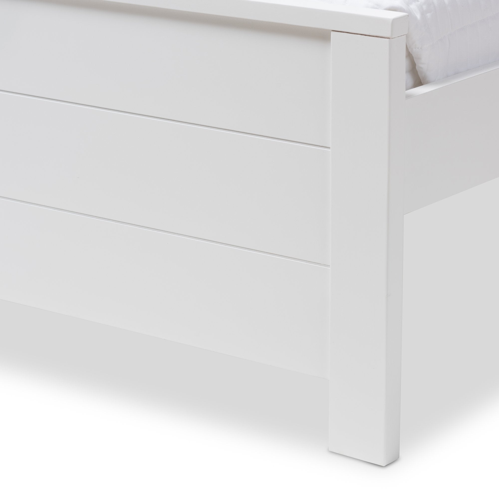 Baxton Studio Catalina Modern Classic Mission Style White-Finished Wood Twin Platform Bed with Trundle