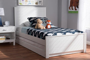 Baxton Studio Catalina Modern Classic Mission Style White-Finished Wood Twin Platform Bed with Trundle