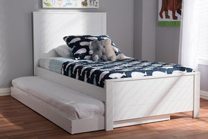 Baxton Studio Catalina Modern Classic Mission Style White-Finished Wood Twin Platform Bed with Trundle