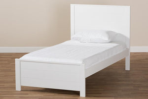 Baxton Studio Catalina Modern Classic Mission Style White-Finished Wood Twin Platform Bed