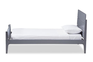 Baxton Studio Nereida Modern Classic Mission Style Grey-Finished Wood Twin Platform Bed