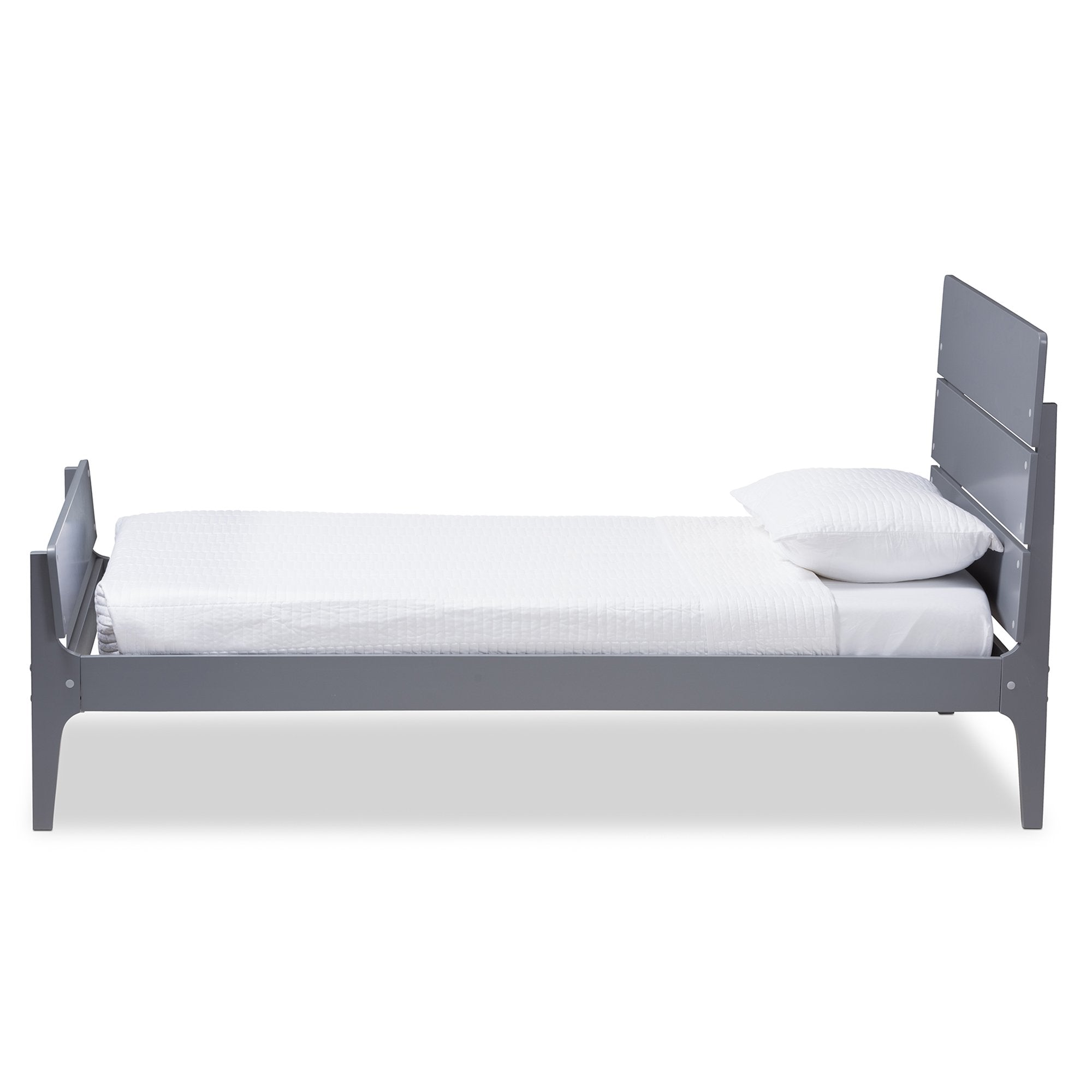 Baxton Studio Nereida Modern Classic Mission Style Grey-Finished Wood Twin Platform Bed