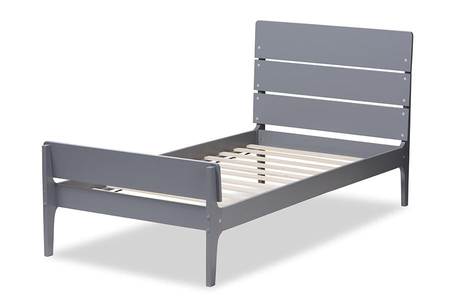 Baxton Studio Nereida Modern Classic Mission Style Grey-Finished Wood Twin Platform Bed