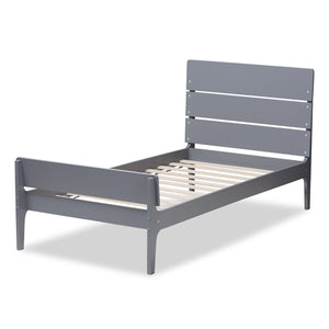 Baxton Studio Nereida Modern Classic Mission Style Grey-Finished Wood Twin Platform Bed