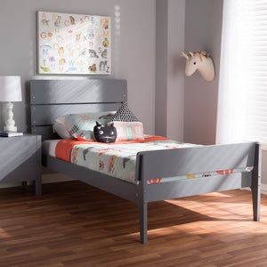 Baxton Studio Nereida Modern Classic Mission Style Grey-Finished Wood Twin Platform Bed