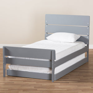 Baxton Studio Nereida Modern Classic Mission Style Grey-Finished Wood Twin Platform Bed