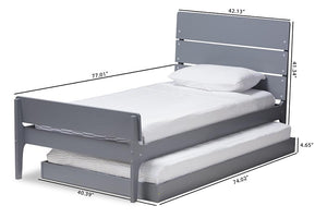 Baxton Studio Nereida Modern Classic Mission Style Grey-Finished Wood Twin Platform Bed