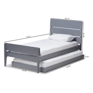 Baxton Studio Nereida Modern Classic Mission Style Grey-Finished Wood Twin Platform Bed