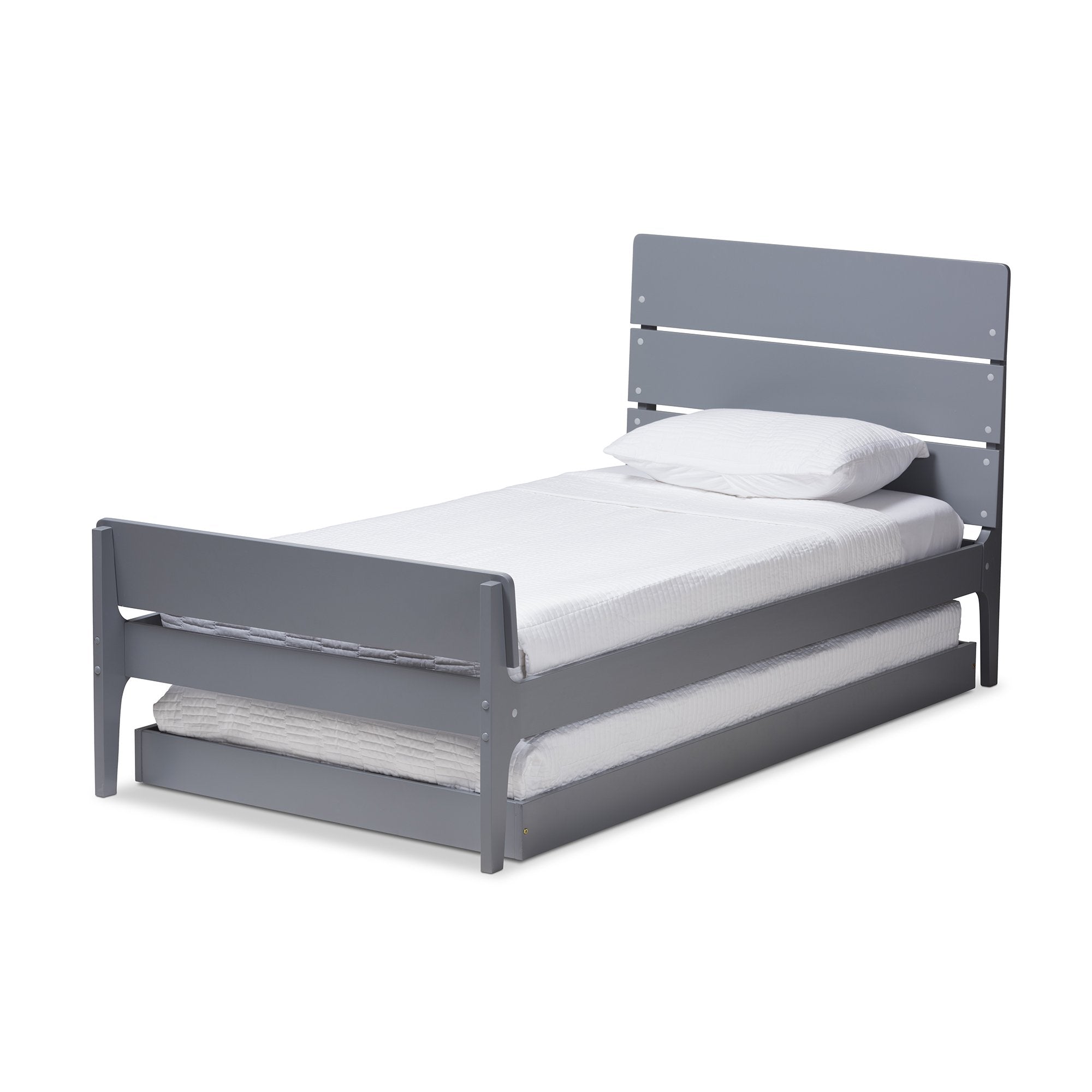 Baxton Studio Nereida Modern Classic Mission Style Grey-Finished Wood Twin Platform Bed