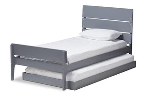 Baxton Studio Nereida Modern Classic Mission Style Grey-Finished Wood Twin Platform Bed