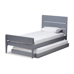 Baxton Studio Nereida Modern Classic Mission Style Grey-Finished Wood Twin Platform Bed