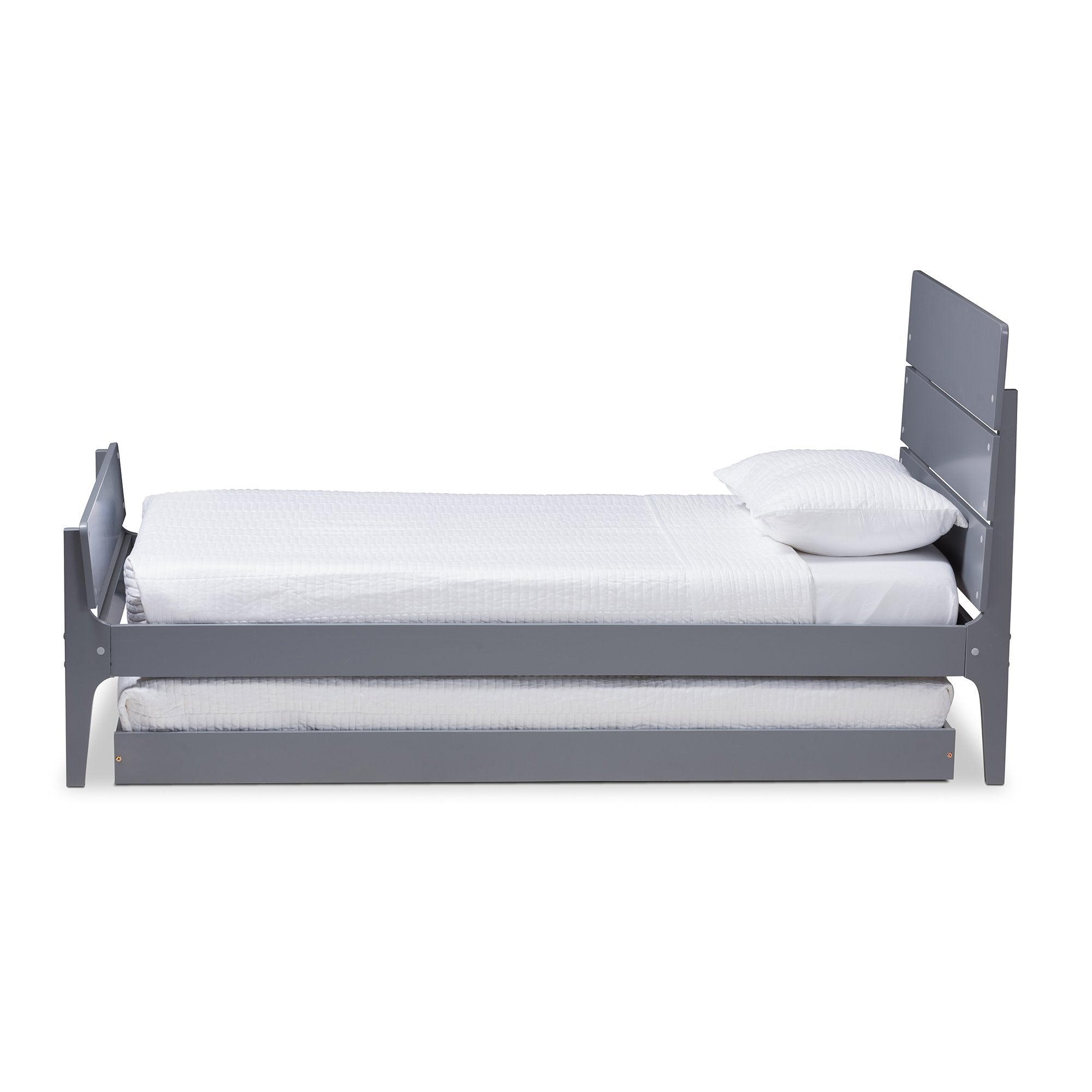 Baxton Studio Nereida Modern Classic Mission Style Grey-Finished Wood Twin Platform Bed