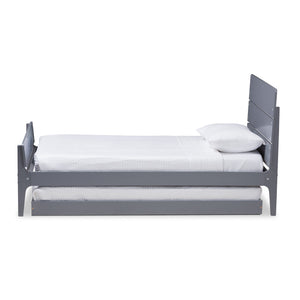 Baxton Studio Nereida Modern Classic Mission Style Grey-Finished Wood Twin Platform Bed