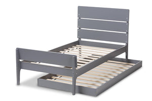 Baxton Studio Nereida Modern Classic Mission Style Grey-Finished Wood Twin Platform Bed