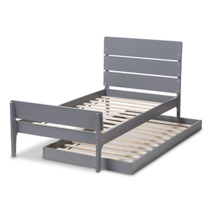 Baxton Studio Nereida Modern Classic Mission Style Grey-Finished Wood Twin Platform Bed