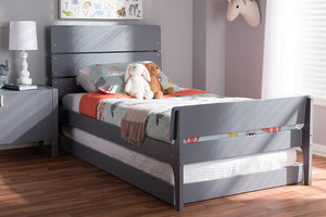 Baxton Studio Nereida Modern Classic Mission Style Grey-Finished Wood Twin Platform Bed