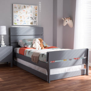 Baxton Studio Nereida Modern Classic Mission Style Grey-Finished Wood Twin Platform Bed