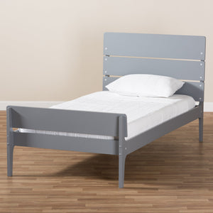 Baxton Studio Nereida Modern Classic Mission Style Grey-Finished Wood Twin Platform Bed