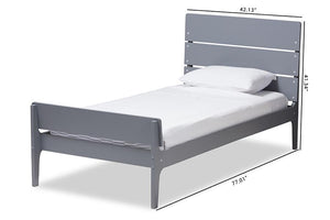 Baxton Studio Nereida Modern Classic Mission Style Grey-Finished Wood Twin Platform Bed