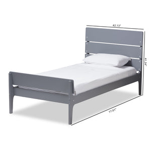 Baxton Studio Nereida Modern Classic Mission Style Grey-Finished Wood Twin Platform Bed