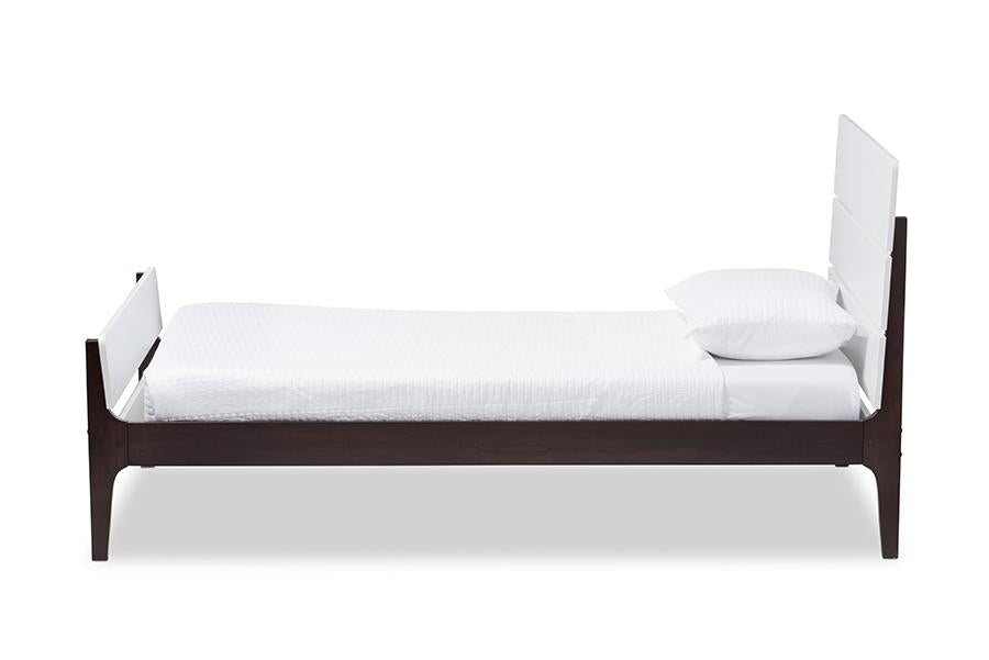 Baxton Studio Nereida Modern Classic Mission Style White and Dark Brown-Finished Wood Twin Platform Bed