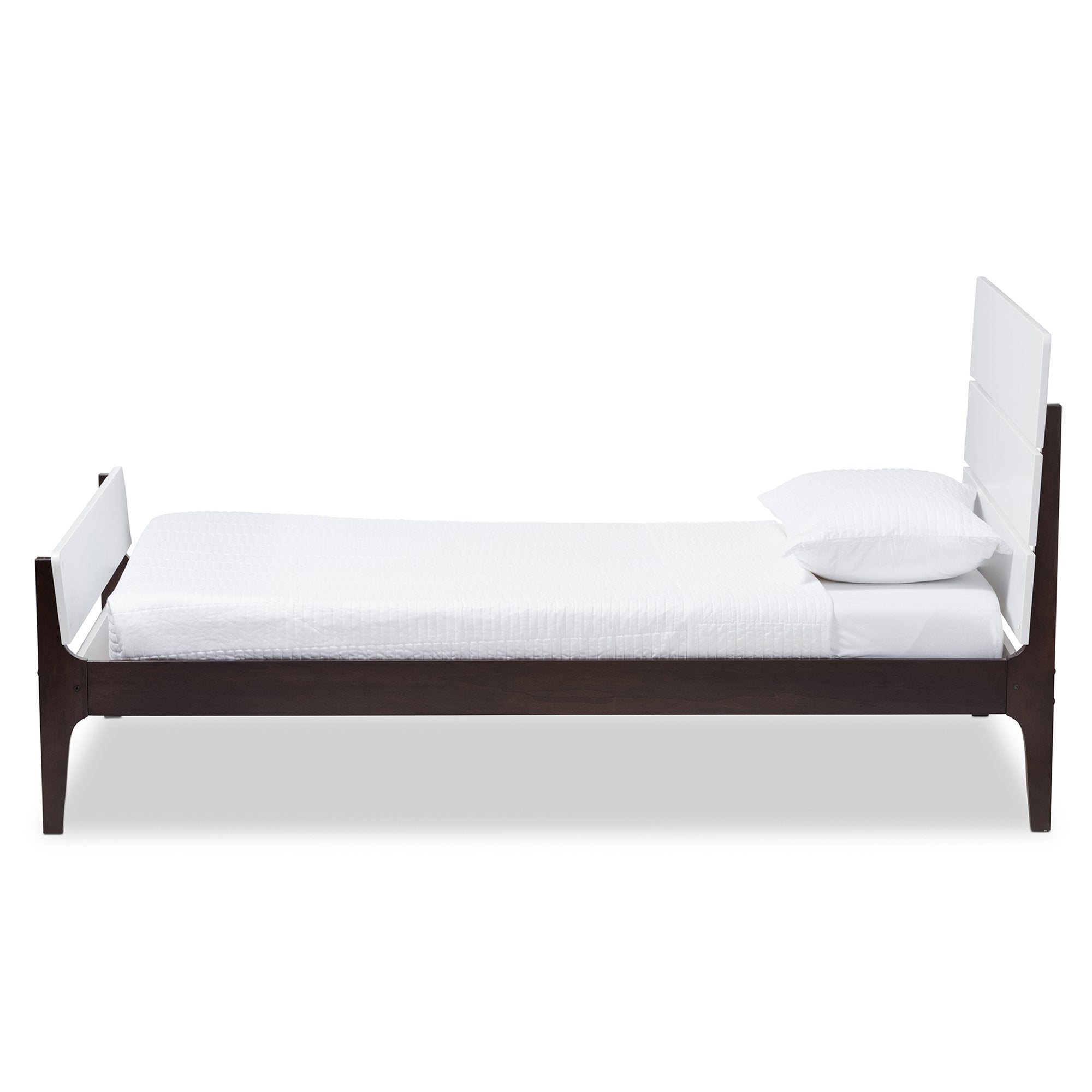 Baxton Studio Nereida Modern Classic Mission Style White and Dark Brown-Finished Wood Twin Platform Bed