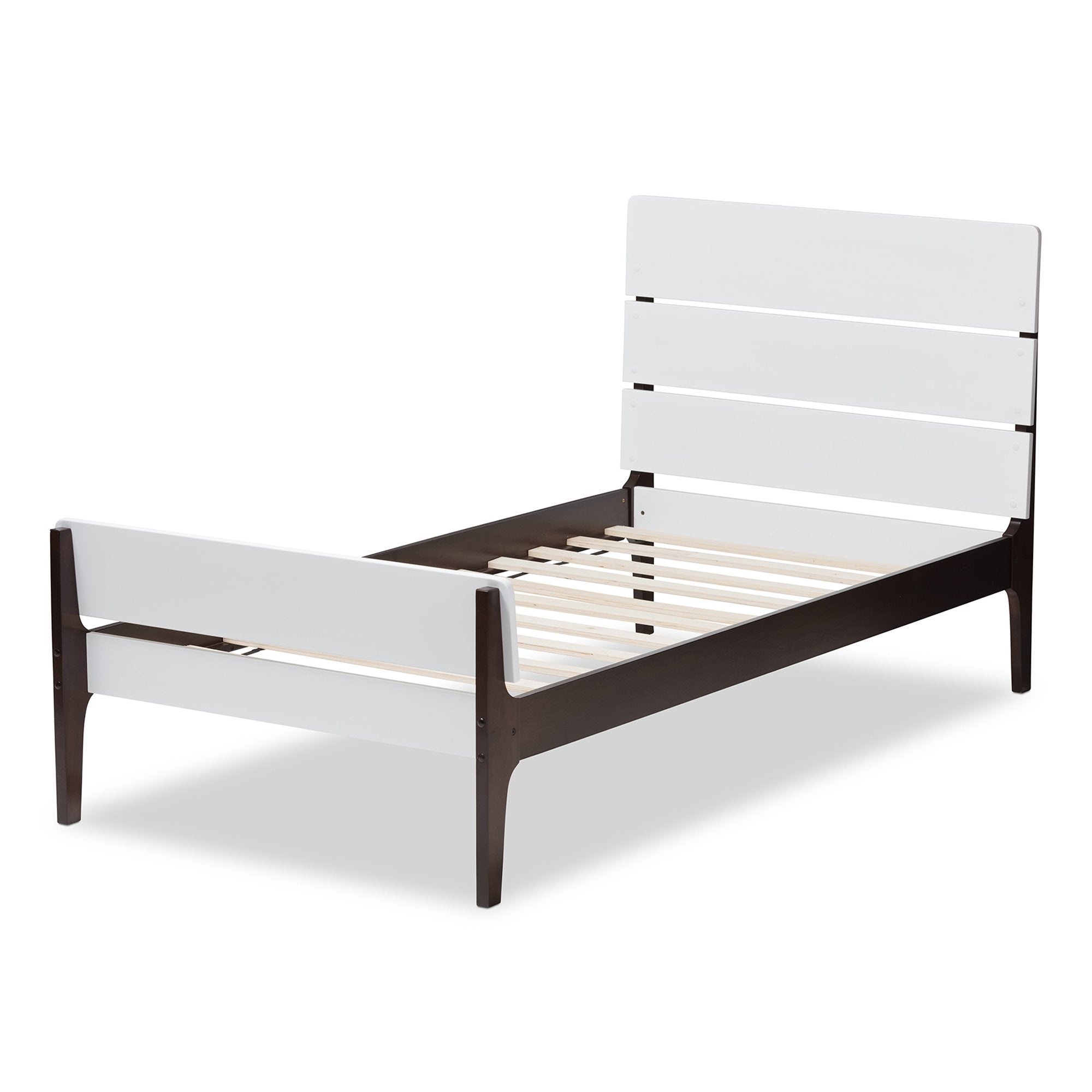 Baxton Studio Nereida Modern Classic Mission Style White and Dark Brown-Finished Wood Twin Platform Bed