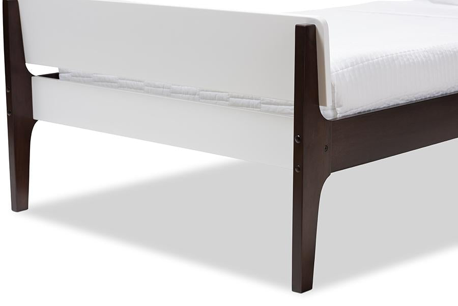 Baxton Studio Nereida Modern Classic Mission Style White and Dark Brown-Finished Wood Twin Platform Bed