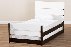 Baxton Studio Nereida Modern Classic Mission Style White and Dark Brown-Finished Wood Twin Platform Bed