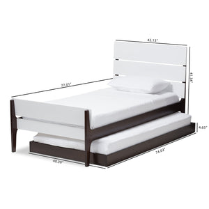 Baxton Studio Nereida Modern Classic Mission Style White and Dark Brown-Finished Wood Twin Platform Bed