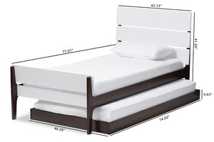 Baxton Studio Nereida Modern Classic Mission Style White and Dark Brown-Finished Wood Twin Platform Bed